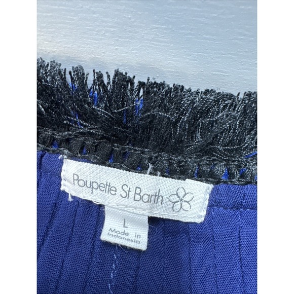 Poupette St Barth Sasha Mini Dress Women's Large Navy Blue Beach Light Airy